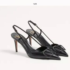 Valentino Black Slingback Heels with Buckle Detail